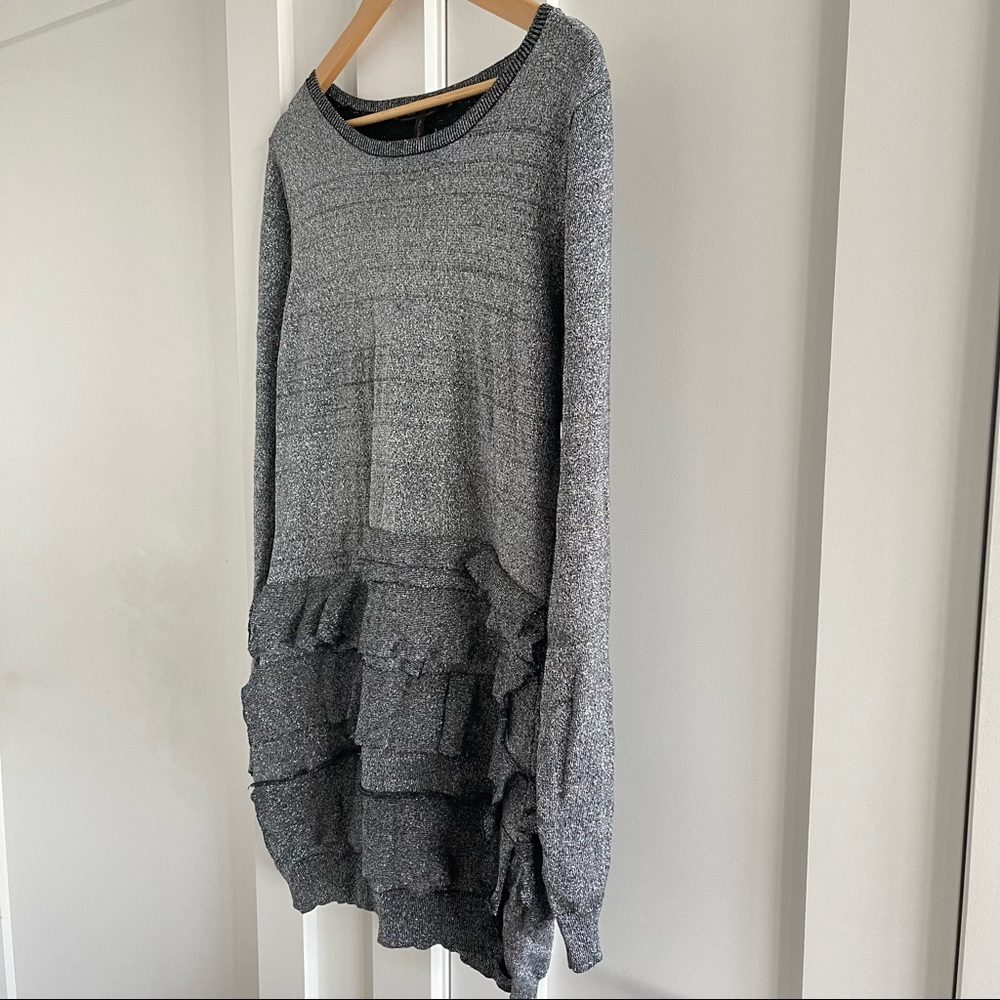 Glittery Metallic Curve Hugging Layered Ruffled B… - image 2